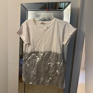 White and Silver Short Sleeve Tee